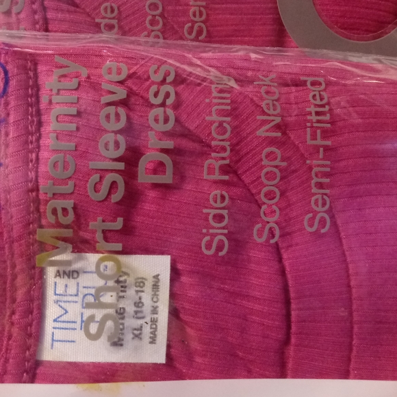 NWT MATERNITY SHORT SLEEVE DRESS SIDE RUCHING SEMI FITTED RIBBED DRESS PULL - Picture 2 of 4